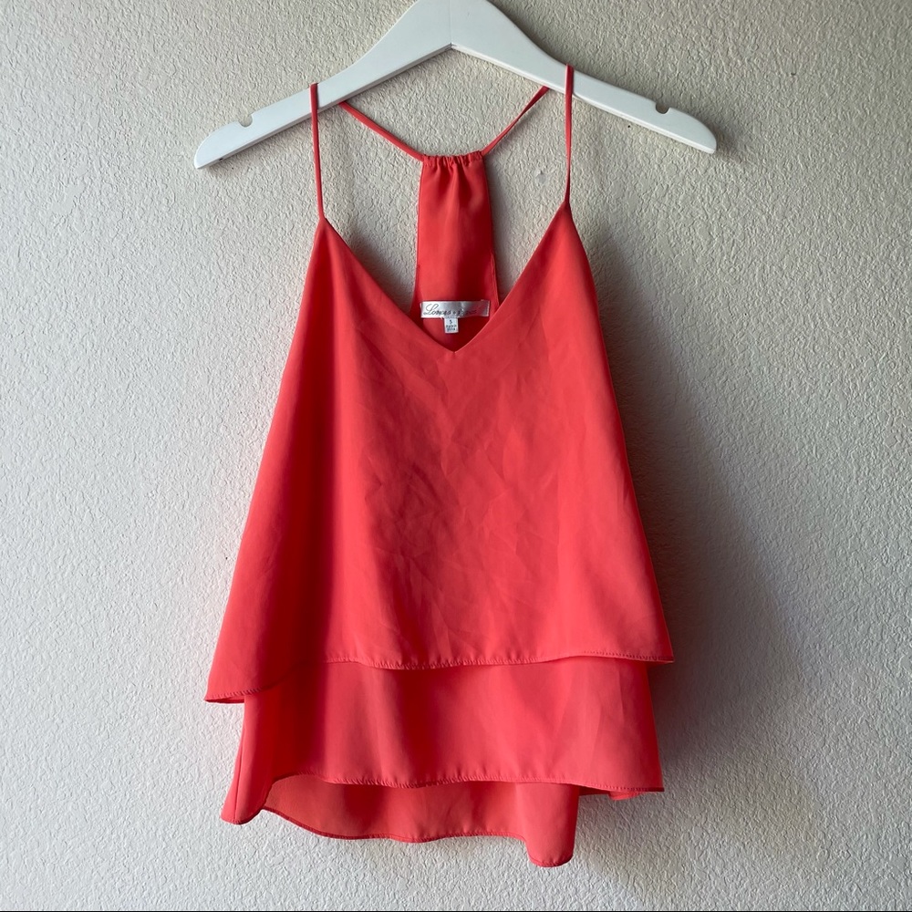 Lovers + Friends Orange Ruffle Racerback Tank sz S